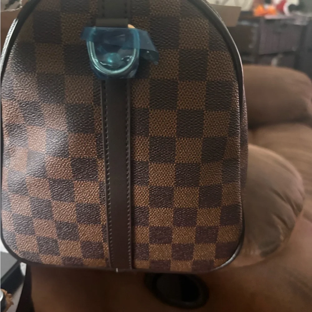 Checkered Brown Tote Bag - Picture 5 of 17